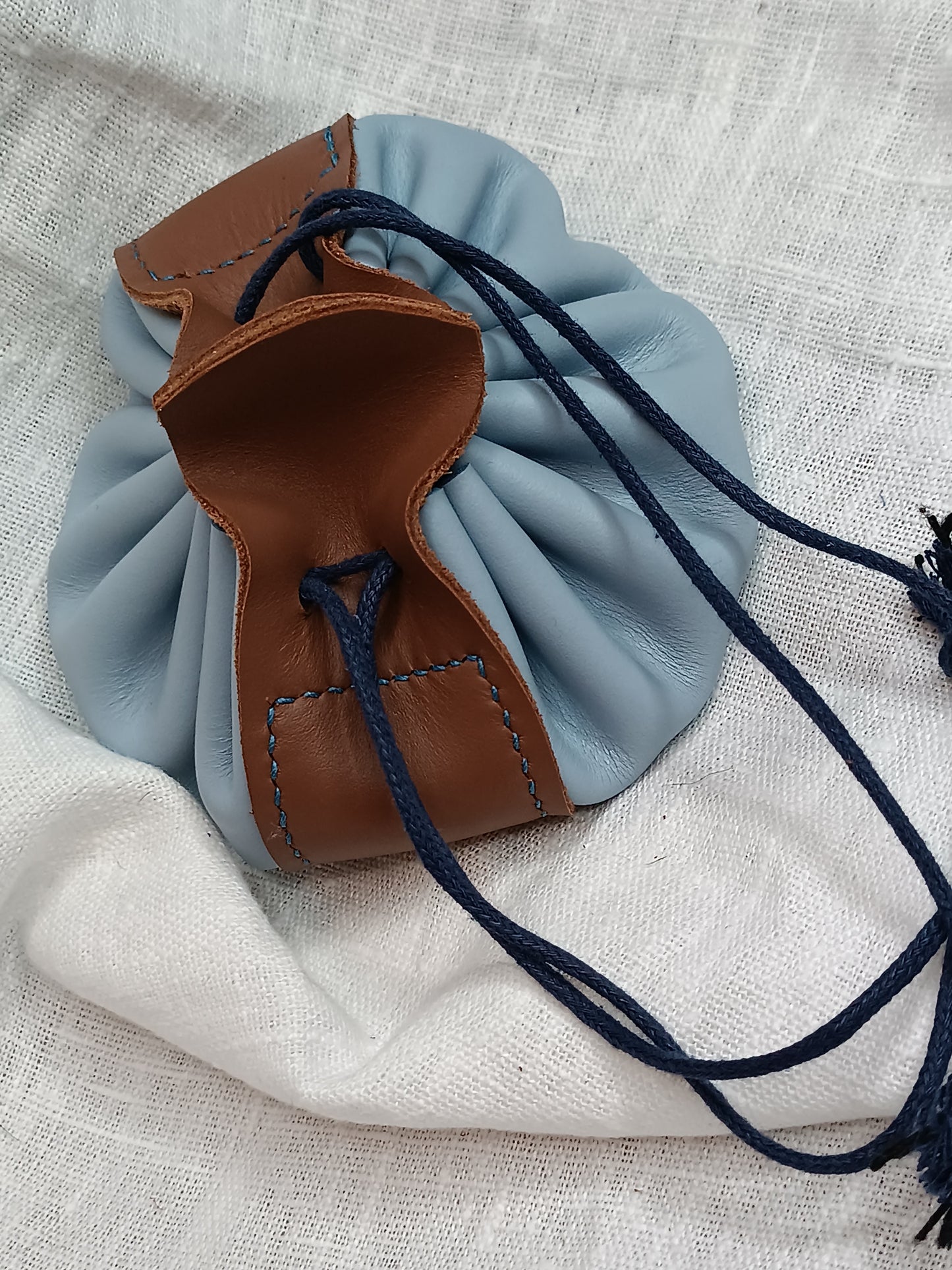 Bourse en cuir Bleu Pastel