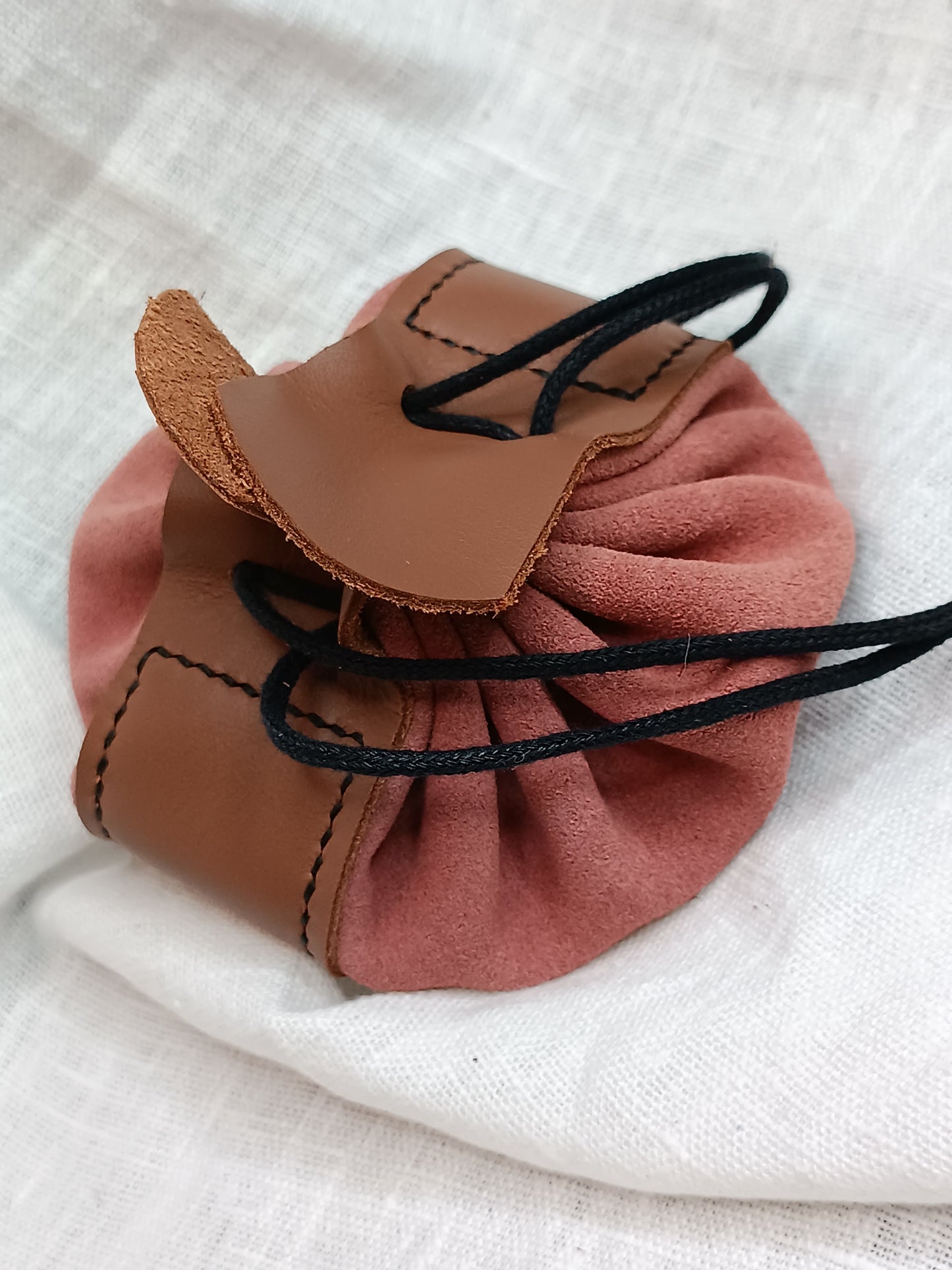 Bourse en cuir velours Vieux Rose