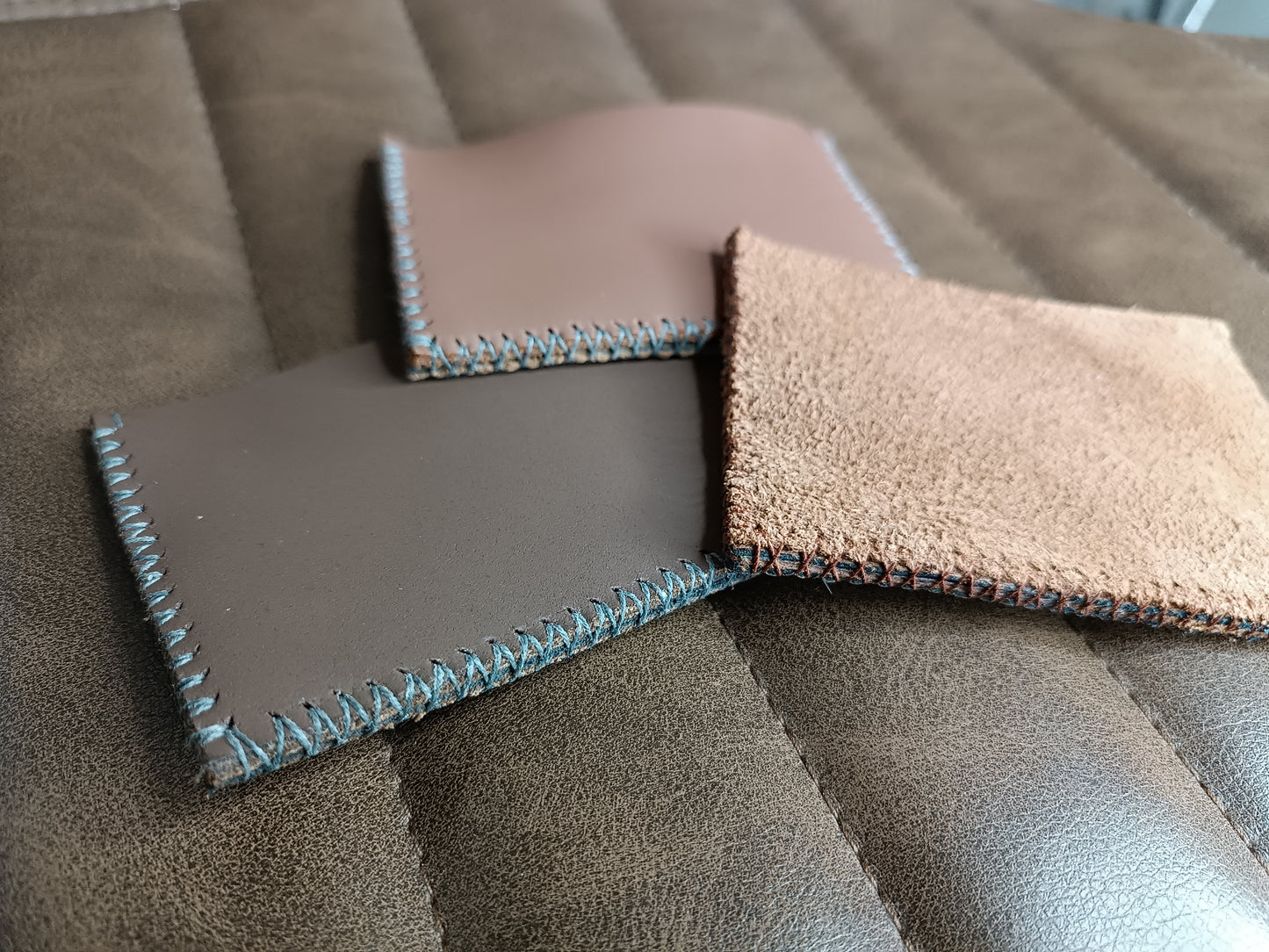 Porte-cartes Artisanaux en cuir véritable Marron Bicolores 2