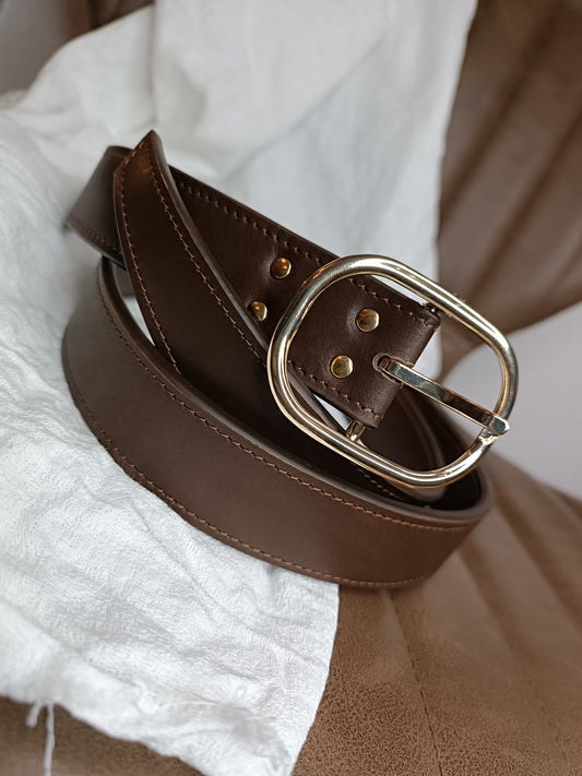 Ceinture en cuir de Veau lisse Marron