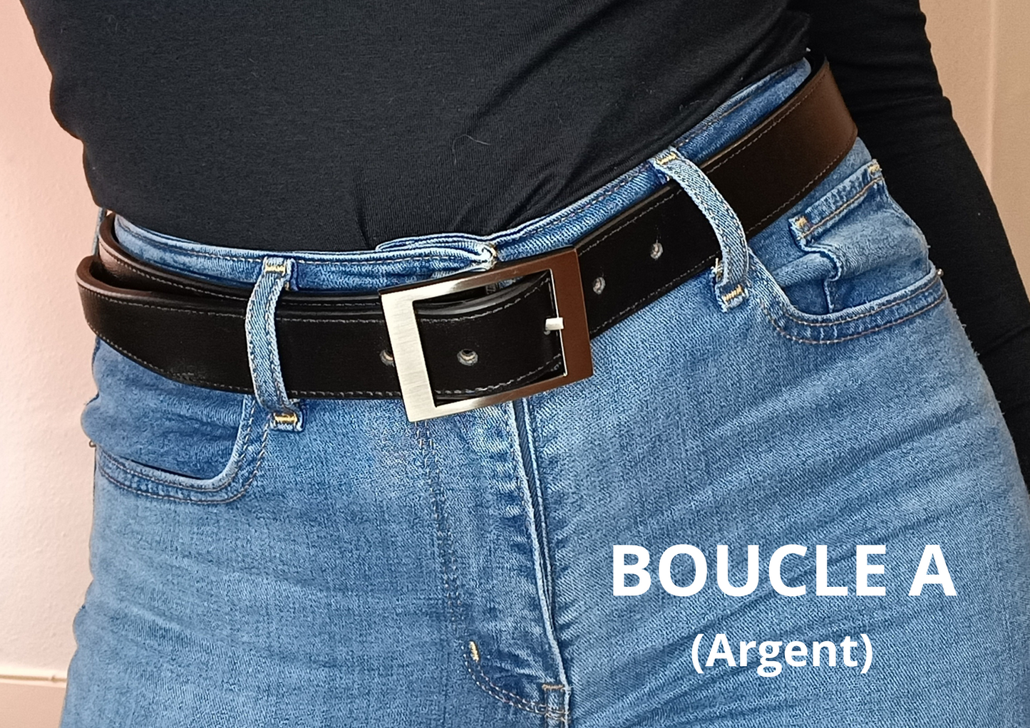 Ceinture en cuir de Veau lisse chamarré Camel