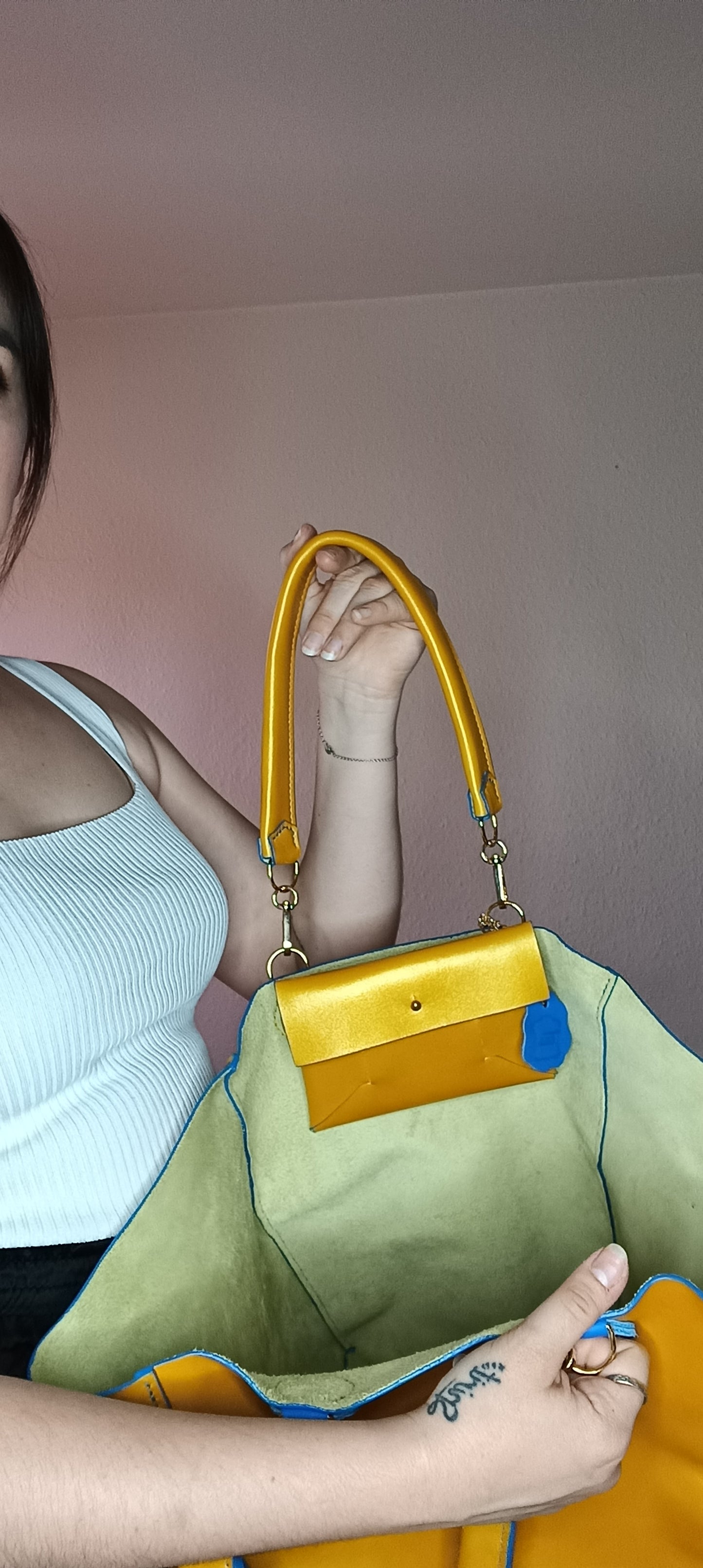 Sac cabas "St Tropez" Jaune d'Or / Bleu électrique