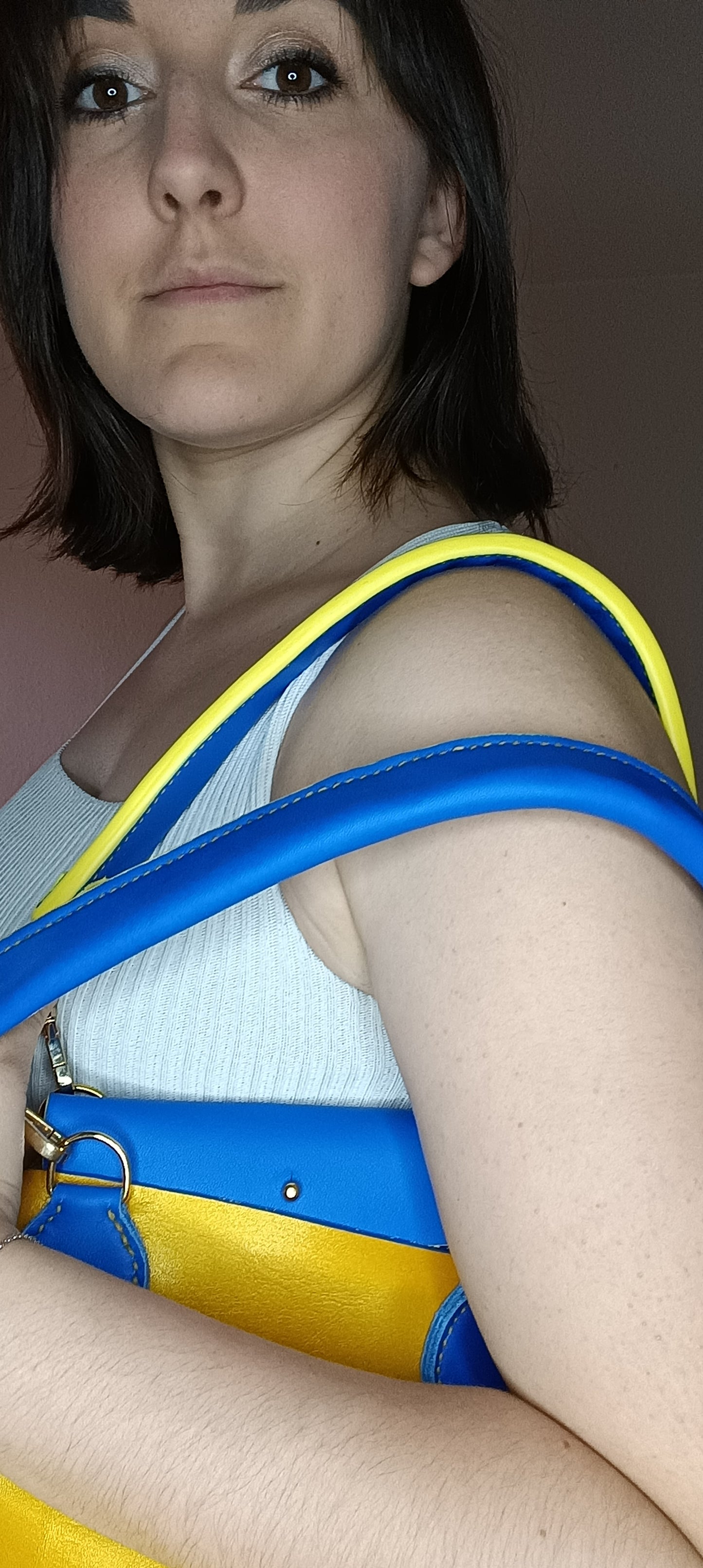 Sac cabas "St Tropez" Jaune d'Or / Bleu électrique