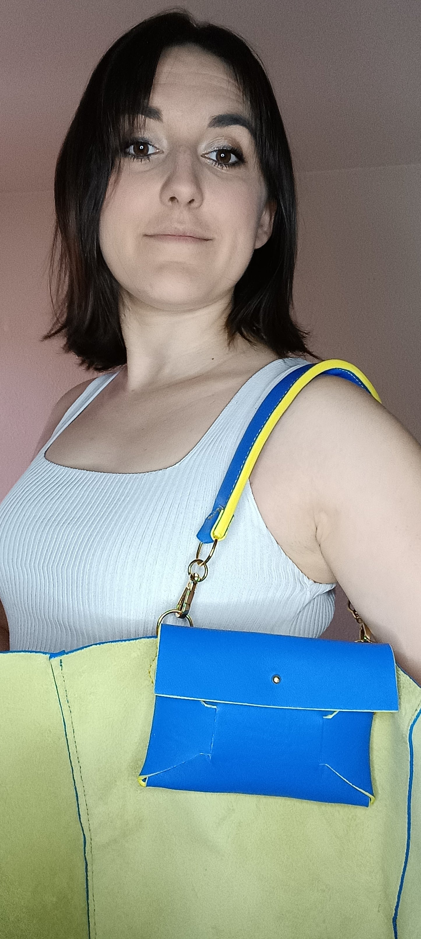 Sac cabas "St Tropez" Jaune d'Or / Bleu électrique