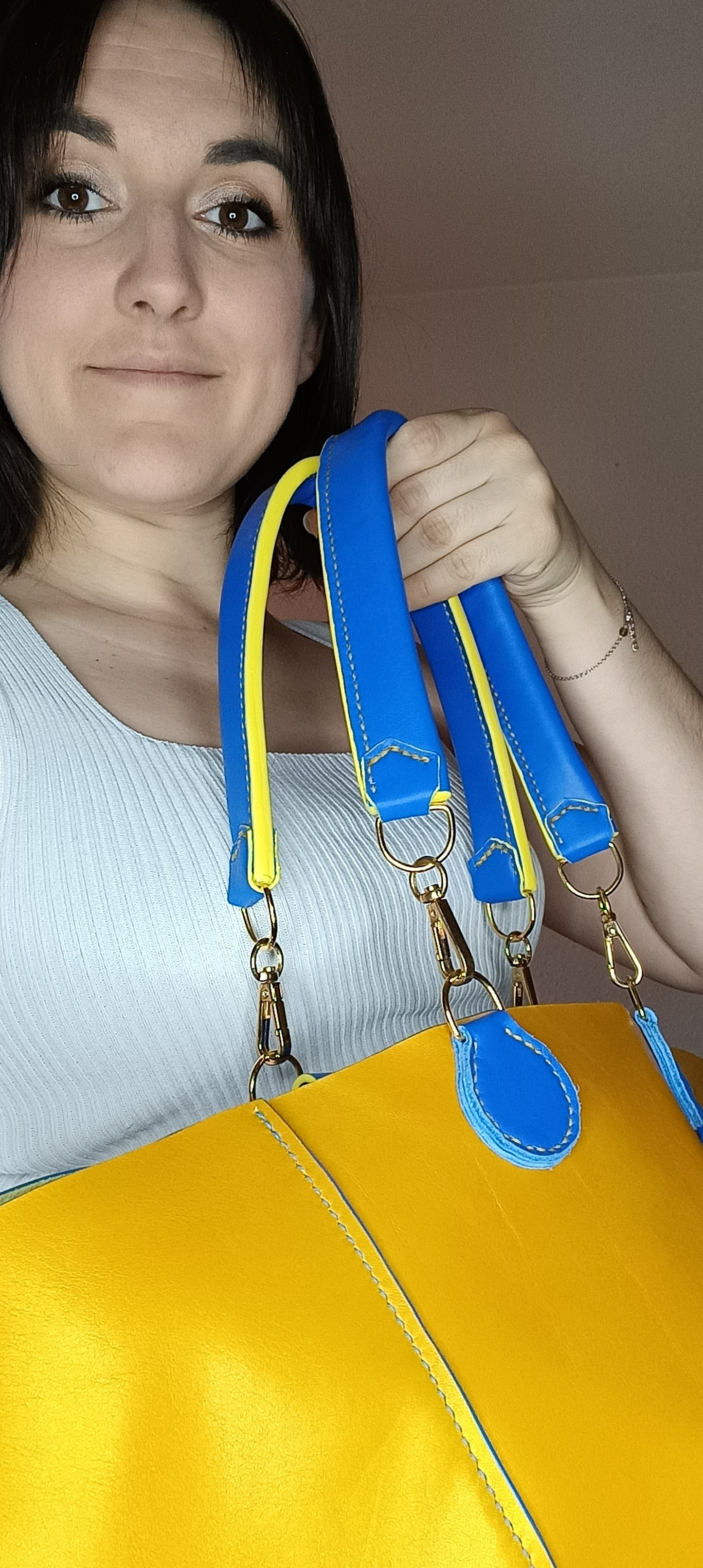 Sac cabas "St Tropez" Jaune d'Or / Bleu électrique