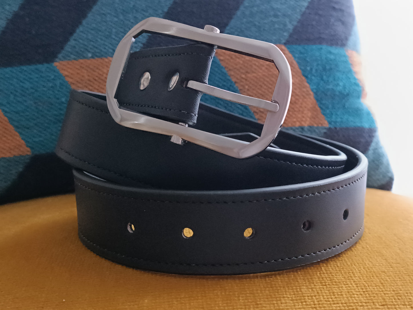 Ceinture en cuir de Veau lisse Noir mat