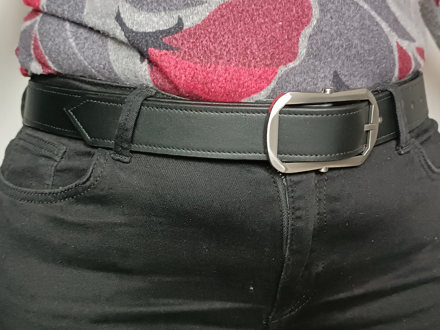 Ceinture en cuir de Veau lisse Noir mat