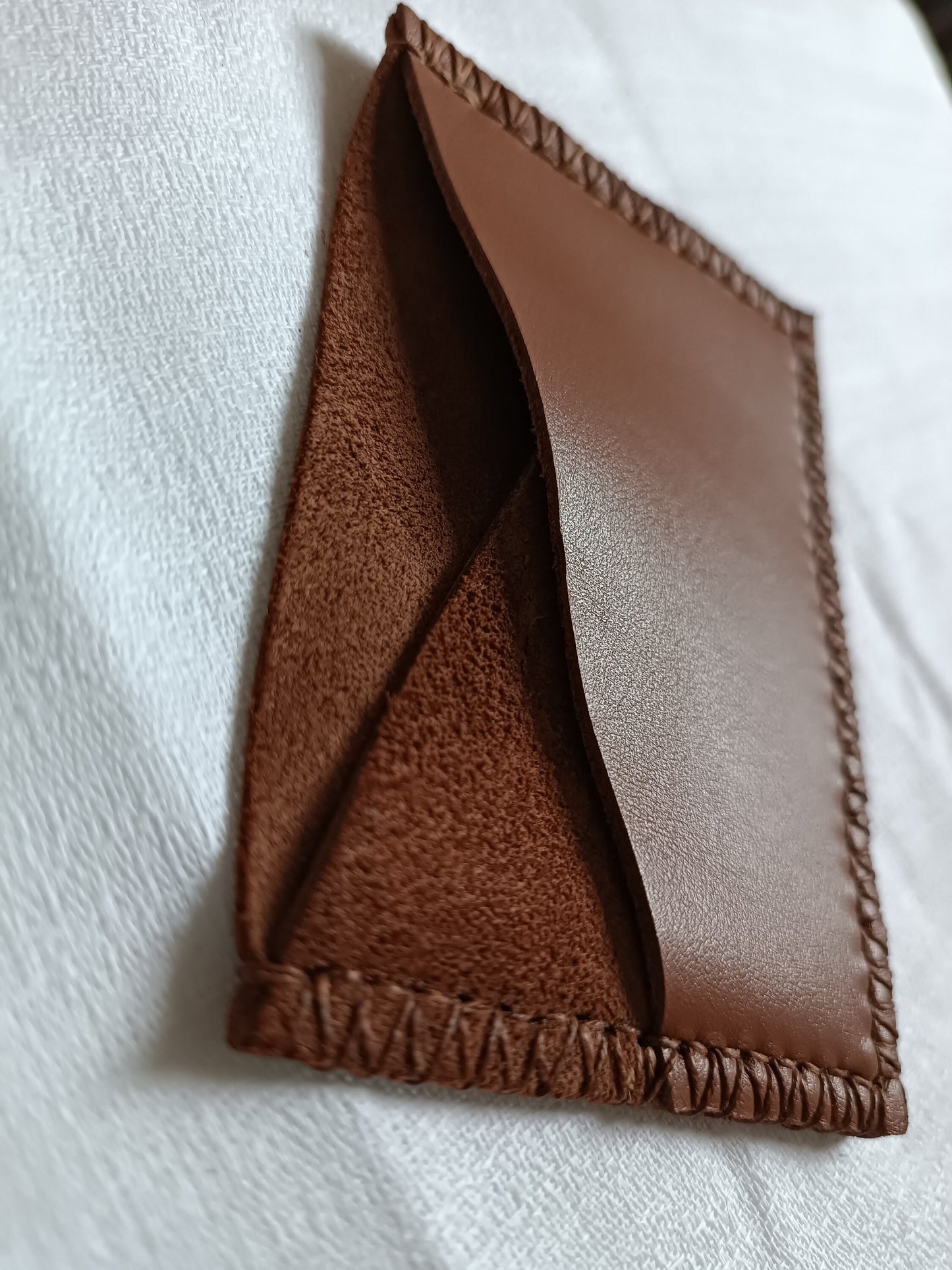 Porte-carte Artisanal en cuir véritable Marron