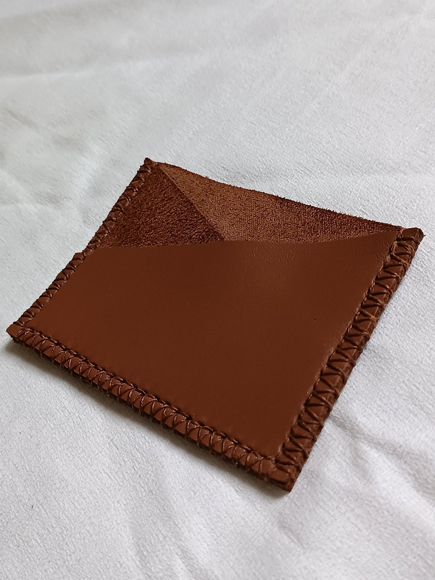 Porte-carte Artisanal en cuir véritable Marron