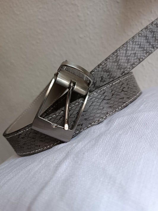 Ceinture en cuir véritable de serpent Gris