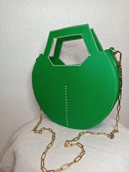 Sac Varsovie en cuir de vache lisse Vert flamboyant