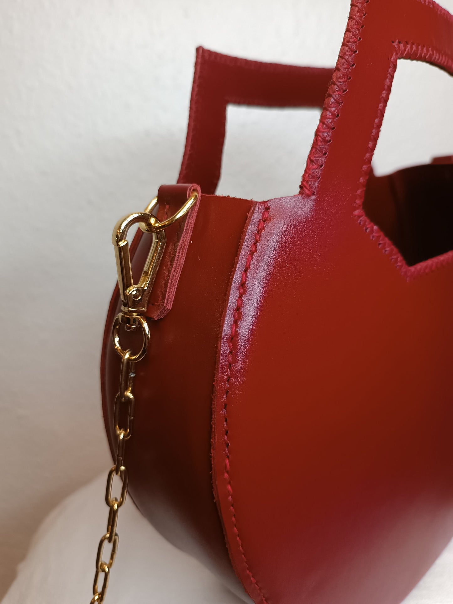 Sac Varsovie en cuir de vache lisse Rouge Carmin