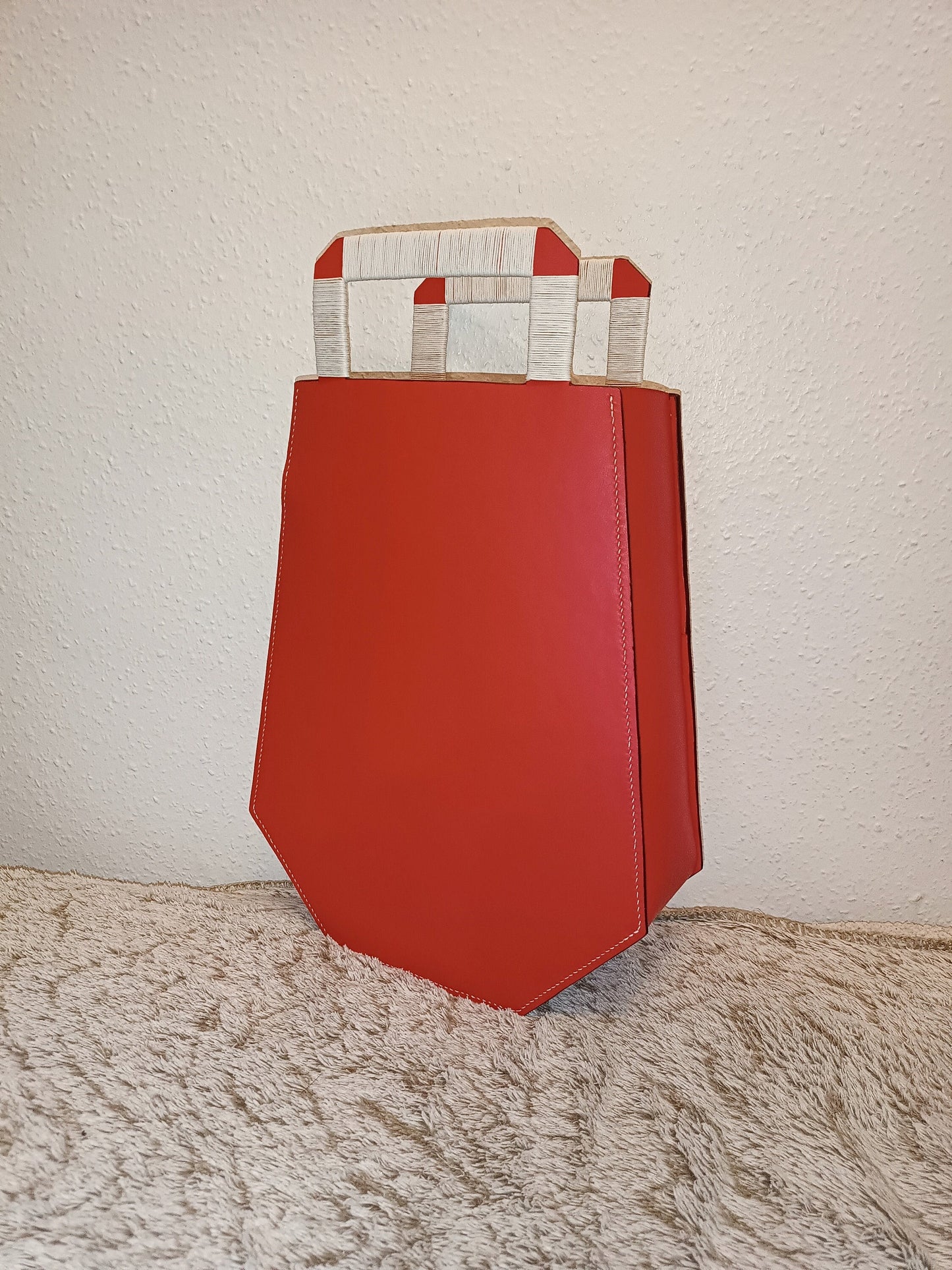 Sac Stalingrad en cuir de vache lisse Rouge Vif