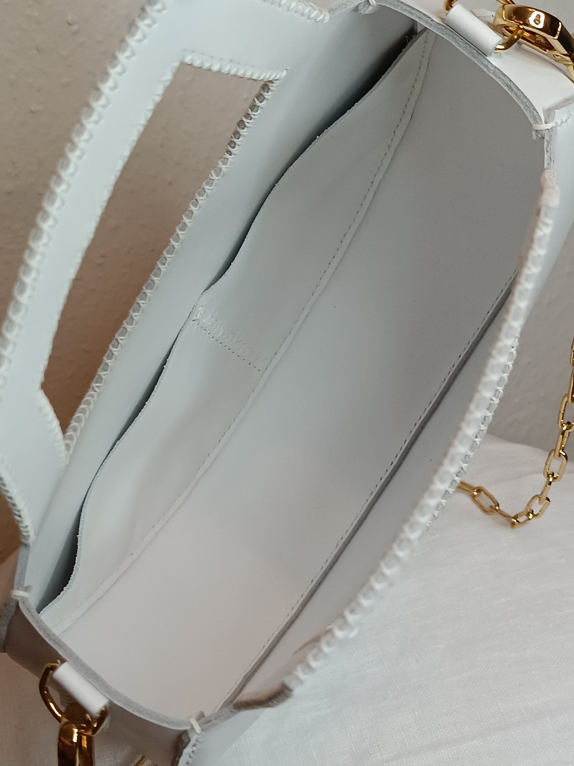 Sac Varsovie en cuir de vache lisse Blanc