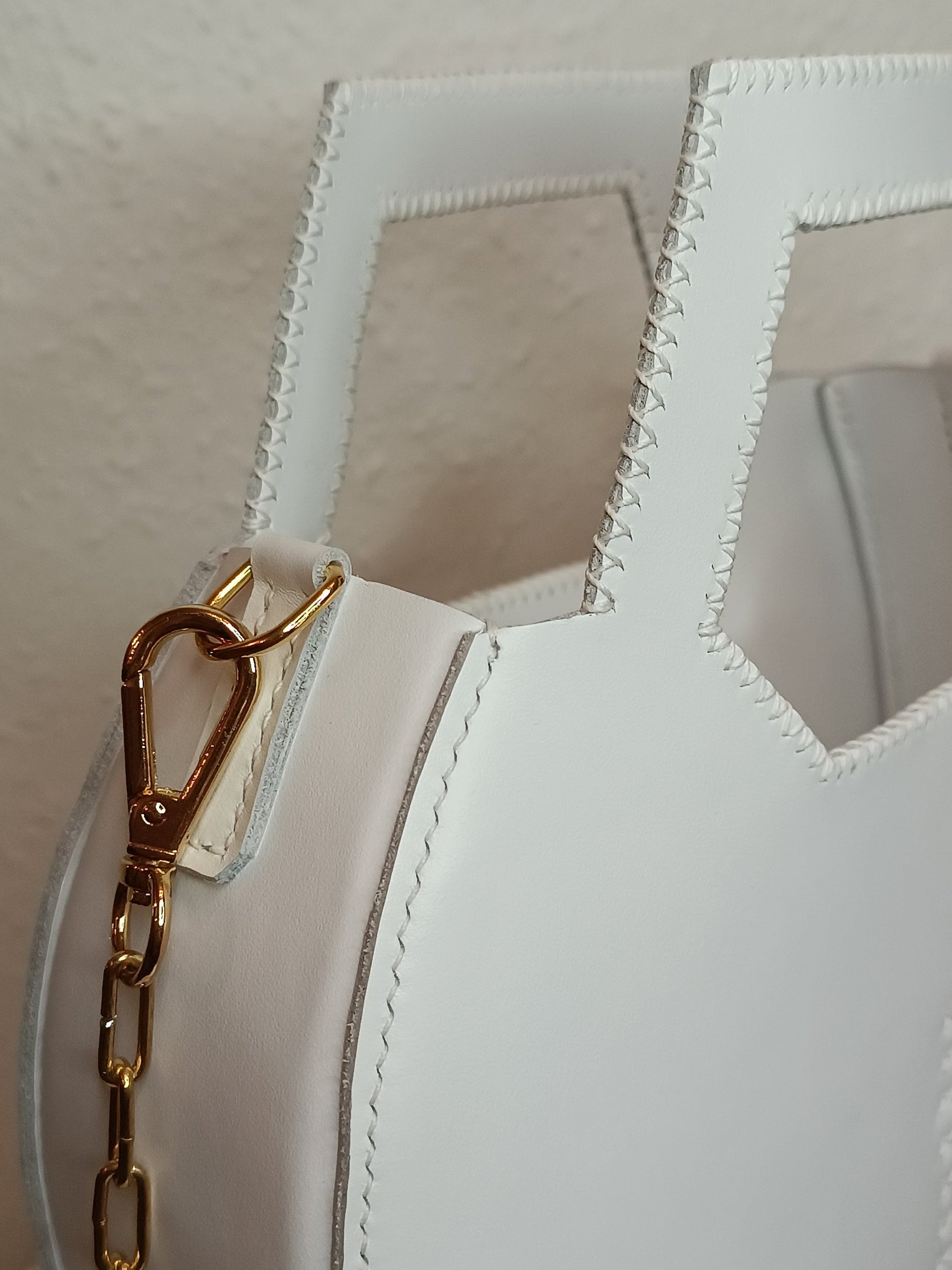 Sac Varsovie en cuir de vache lisse Blanc