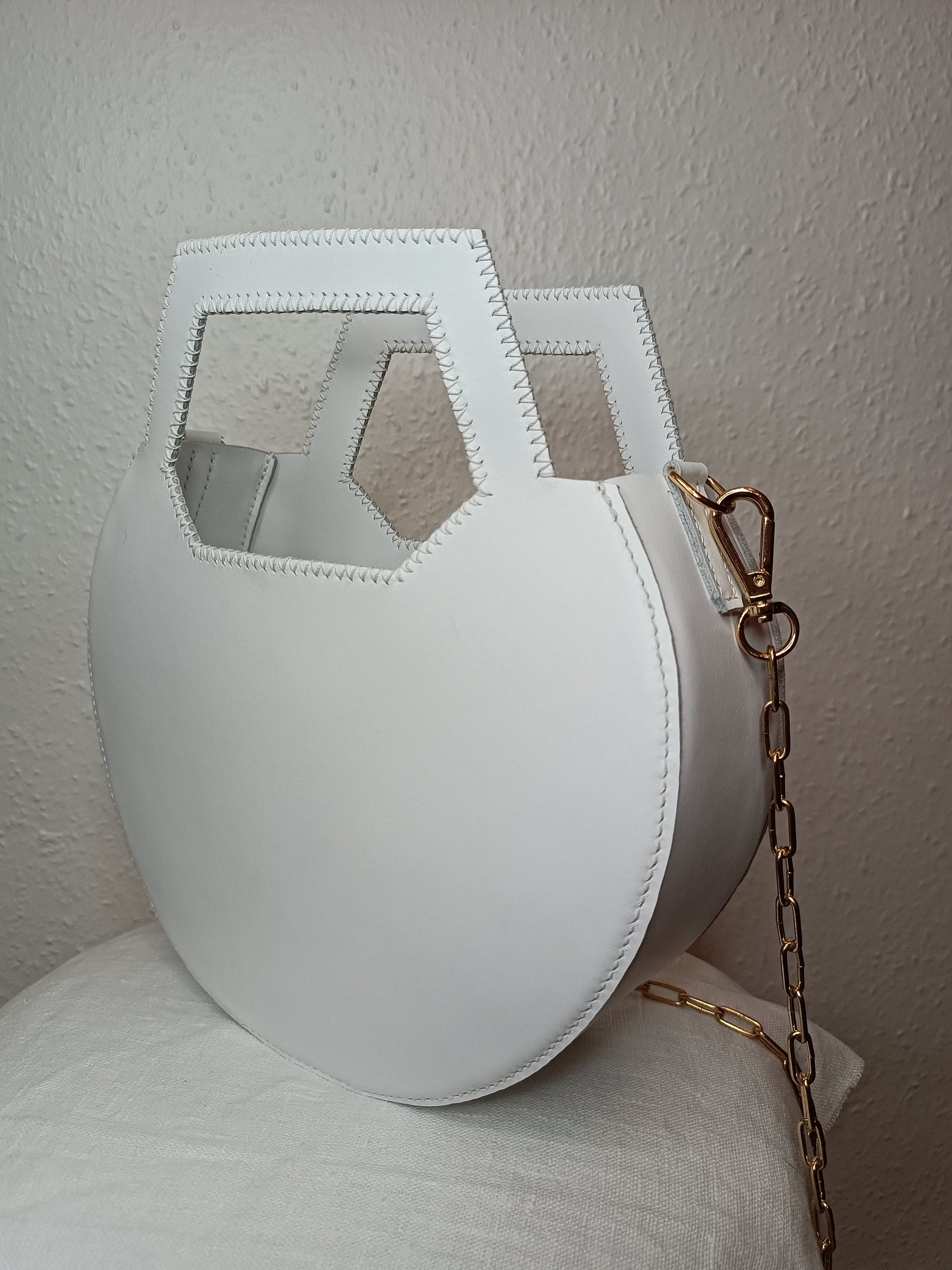 Sac Varsovie en cuir de vache lisse Blanc