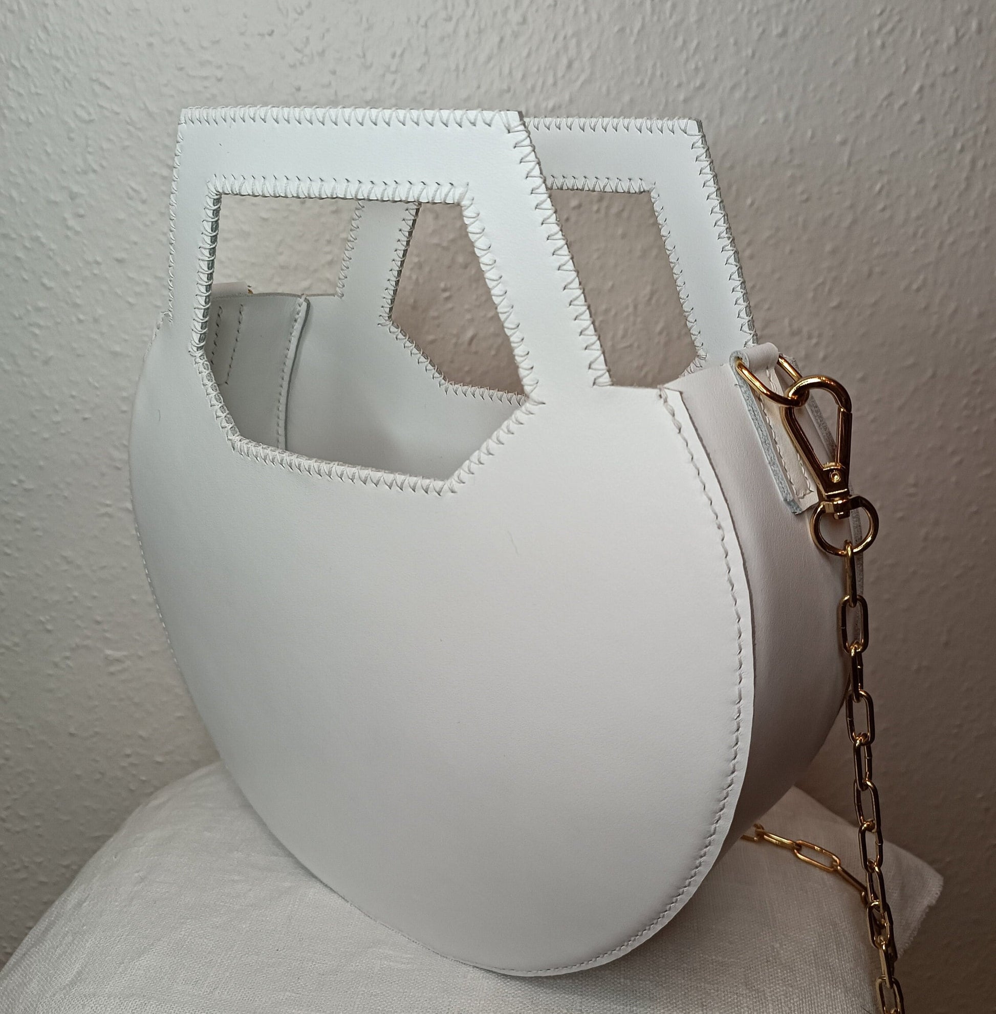 Sac Varsovie en cuir de vache lisse Blanc