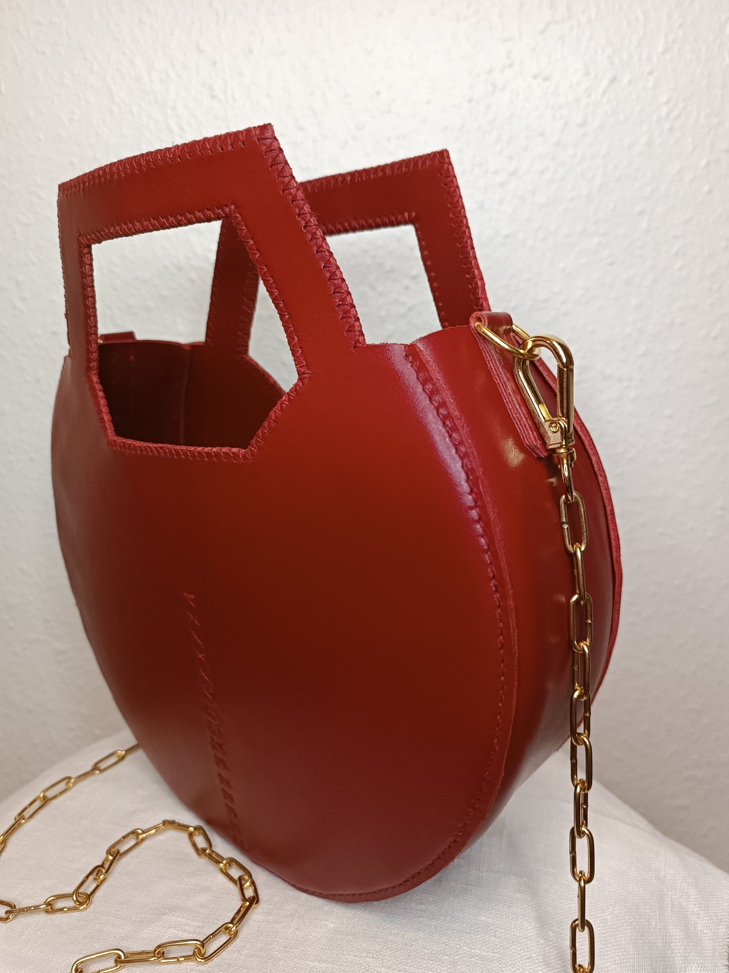 Sac Varsovie en cuir de vache lisse Rouge Carmin