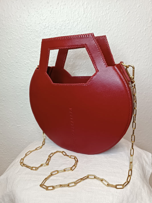 Sac Varsovie en cuir de vache lisse Rouge Carmin